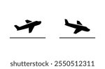 Airplane take off and landing icon in generic design. Departure and arrival plane sign symbol