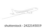 airplane take off line art continuous line drawing vector illustration