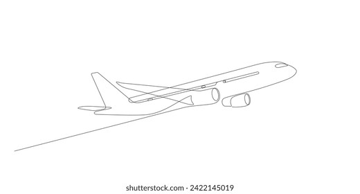 airplane take off line art continuous line drawing vector illustration