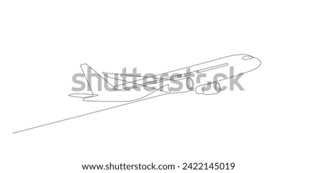 airplane take off line art continuous line drawing vector illustration