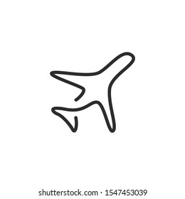 Airplane take off line simple flat icon mark symbol vector of illustration - Vector
