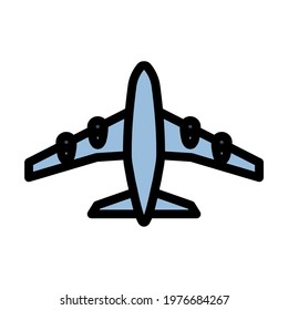Airplane Takeoff Icon. Editable Bold Outline With Color Fill Design. Vector Illustration.