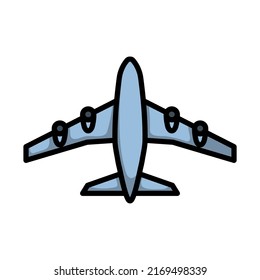 Airplane Takeoff Icon. Editable Bold Outline With Color Fill Design. Vector Illustration.