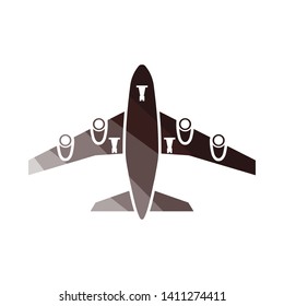 Airplane Takeoff Icon Front View. Flat Color Ladder Design. Vector Illustration.