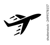 Airplane takeoff icon. Plane departure symbol. Airline landing vector illustration. Flight sign. Aviation arrival pictogram isolated.