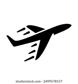 Symbol für den Flugzeugstart. Abflugsymbol des Flugzeugs. Vektorgrafik der Flugzeuglandung. Flugschild. Piktogramm für Flugzeugankunft einzeln.