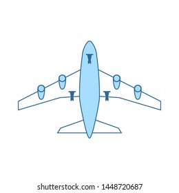 Icono de despido de avión. Línea Delgada Con Diseño De Relleno Azul. Ilustración vectorial.