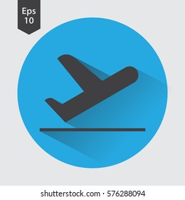 Airplane Takeoff Vector Icon In Circle. Departure Flight. Web Icon. Flat Symbol Style. Simple Graphic Design. Vector Illustration