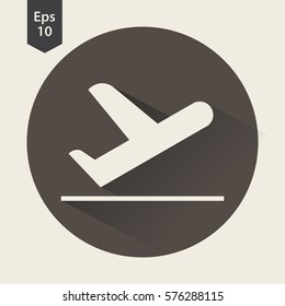 Airplane Takeoff Vector Icon In Circle. Departure Flight. Web Icon. Flat Symbol Style. Simple Graphic Design. Vector Illustration