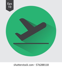 Airplane Takeoff Vector Icon In Circle. Departure Flight. Web Icon. Flat Symbol Style. Simple Graphic Design. Vector Illustration