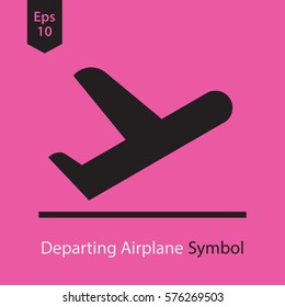 Airplane Takeoff Vector Icon. Departure Flight. Web Icon. Flat Symbol Style. Simple Graphic Design. Vector Illustration