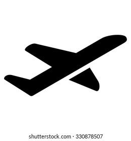 Airplane Takeoff vector icon. Style is flat black symbol, rounded angles, white background.