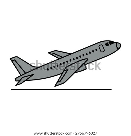 Airplane taking off in the air gray illustration transportation concept