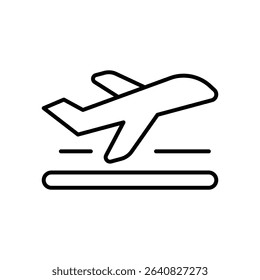 Airplane Taking Off Icon Outline Thin Line Vector