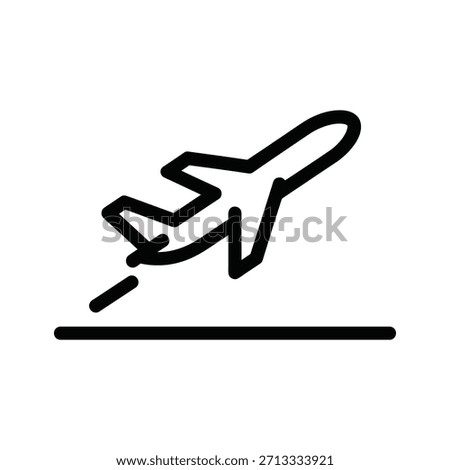 Airplane taking off icon, representing flight, travel, and departure, isolated on