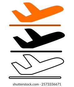 airplane taking off icon, simple flat style, illustration, logo sign symbol pictogram template, for ui or ux isolated on white for mobile app, editable	