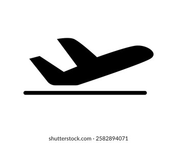 airplane taking off icon, simple flat style, illustration, logo sign symbol pictogram template, for ui or ux isolated on white for mobile app, editable