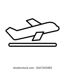 Flugzeug-Startsymbol, einfacher flacher Stil, Illustration, Logo-Symbol-Piktogramm-Vorlage, für ui oder ux einzeln auf Weiß für mobile App, bearbeitbar