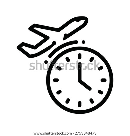 Airplane taking off near a clock