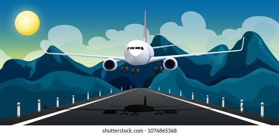 An Airplane Taking off Runway illustration