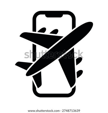 Airplane taking off from a smartphone screen travel concept icon