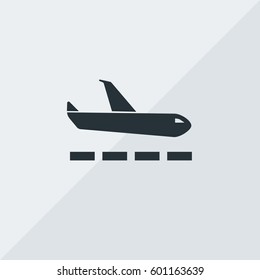 Airplane Taxiing Vector Icon, The symbol of aircraft on the runway. Simple, modern flat vector illustration for mobile app, website or desktop app   