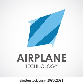 Airplane technology flying abstract vector logo design template airline business icon for modern company or corporate identity symbol concept