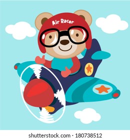 Airplane with a teddy bear. Vector illustration