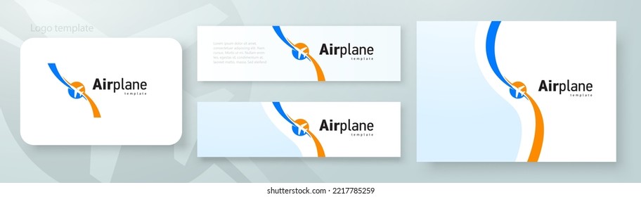 Airplane template design cover curves lines actions fly plane silhouette vector