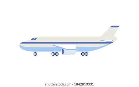 Airplane template isolated on white background. Plane icon for airline service, branding and advertising. Transport for logistics and delivery. Flat cartoon vector illustration