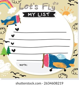 airplane template wish list doodle 