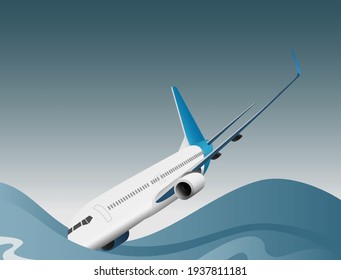 An airplane that swooped down and fell into the sea