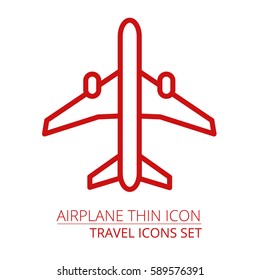 Airplane thin icon vector illustraiton EPS10 Part of travel vacation icons set