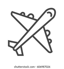 Airplane Thin Line Vector Icon. Flat icon isolated on the white background. Editable EPS file. Vector illustration.