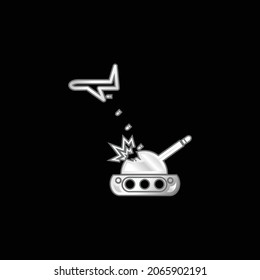 Airplane Throwing Bombs On A War Tank silver plated metallic icon