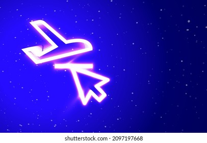 Airplane and tick arrow neon private collection. Download the unique super glowing neon ticket sale vector. light burst. Design element linear neon icon. Great name every night. Banner with space.