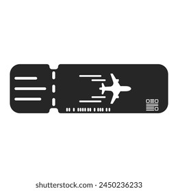 Billete de avión Vector negro. Reservar un billete de viaje. Billete turístico para el avión. Vector de billetes de avión. Tarjeta de embarque icono negro. Documento de registro de pasajeros, tarjeta de embarque.