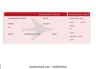 Airplane ticket, Boarding pass  template isolated on white background