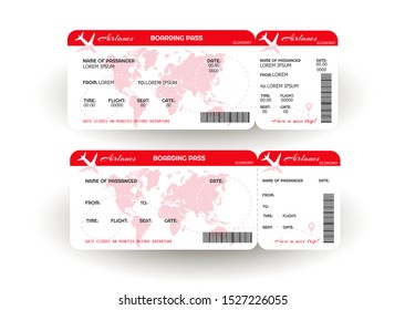 Airplane ticket. Boarding pass ticket template. Concept of travel, journey or business. Vector illustration 