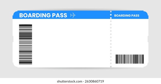 Airplane ticket. Boarding pass ticket template. Airline boarding pass template. Vector illustration