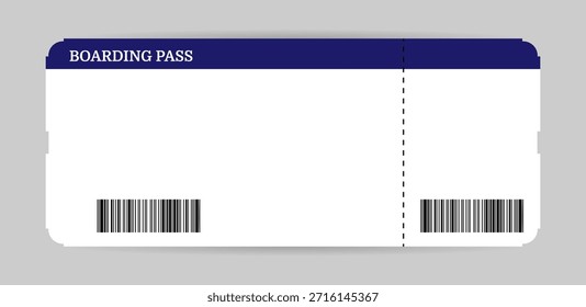 Bilhete de avião. Modelo de bilhete de embarque. Modelo de cartão de embarque de companhia aérea. Ilustração vetorial isolada