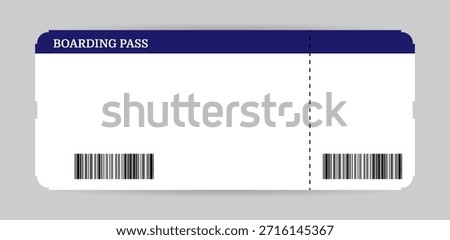 Airplane ticket. Boarding pass ticket template. Airline boarding pass template. Vector illustration isolated