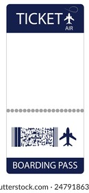 Airplane ticket with empty space for text, vector drawing