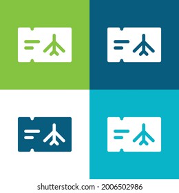 Airplane Ticket Flat four color minimal icon set