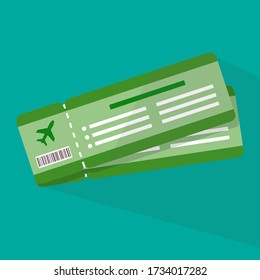 airplane ticket flat icon with long shadow