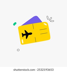 Airplane Ticket in Flat Vector Illustration Symbolizing Travel, Vacation, and Flight Booking, Isolated on White Background