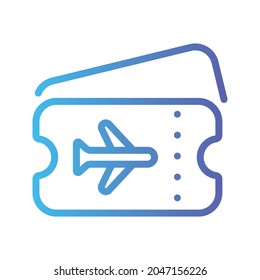 Farbverlauf-Symbol für Flugtickets einzeln auf weißem Hintergrund
