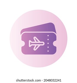 Farbverlauf-Symbol für Flugtickets einzeln auf weißem Hintergrund

