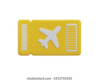 airplane ticket icon 3d rendering illustration