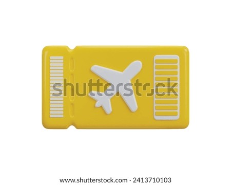 airplane ticket icon 3d rendering illustration